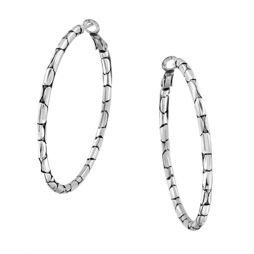 NEW BRIGHTON pebble large hoop earrings in silver